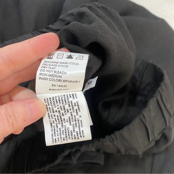 Enza Costa 100% French Linen Lightweight Drawstring Pants Black XL/4 - Picture 10 of 11